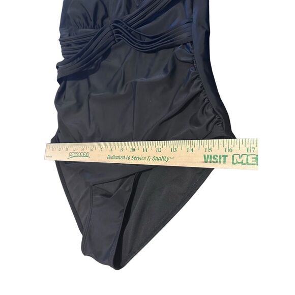 Smismivo Black Size L Tummy Control Ruched Swimwear Halter One Piece Swimsuit Ba - Picture 9 of 10